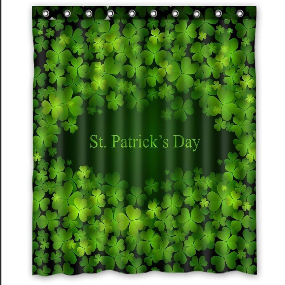 Happy St. Patrick's Day Clover Background Shower Curtain 60x72 Inches